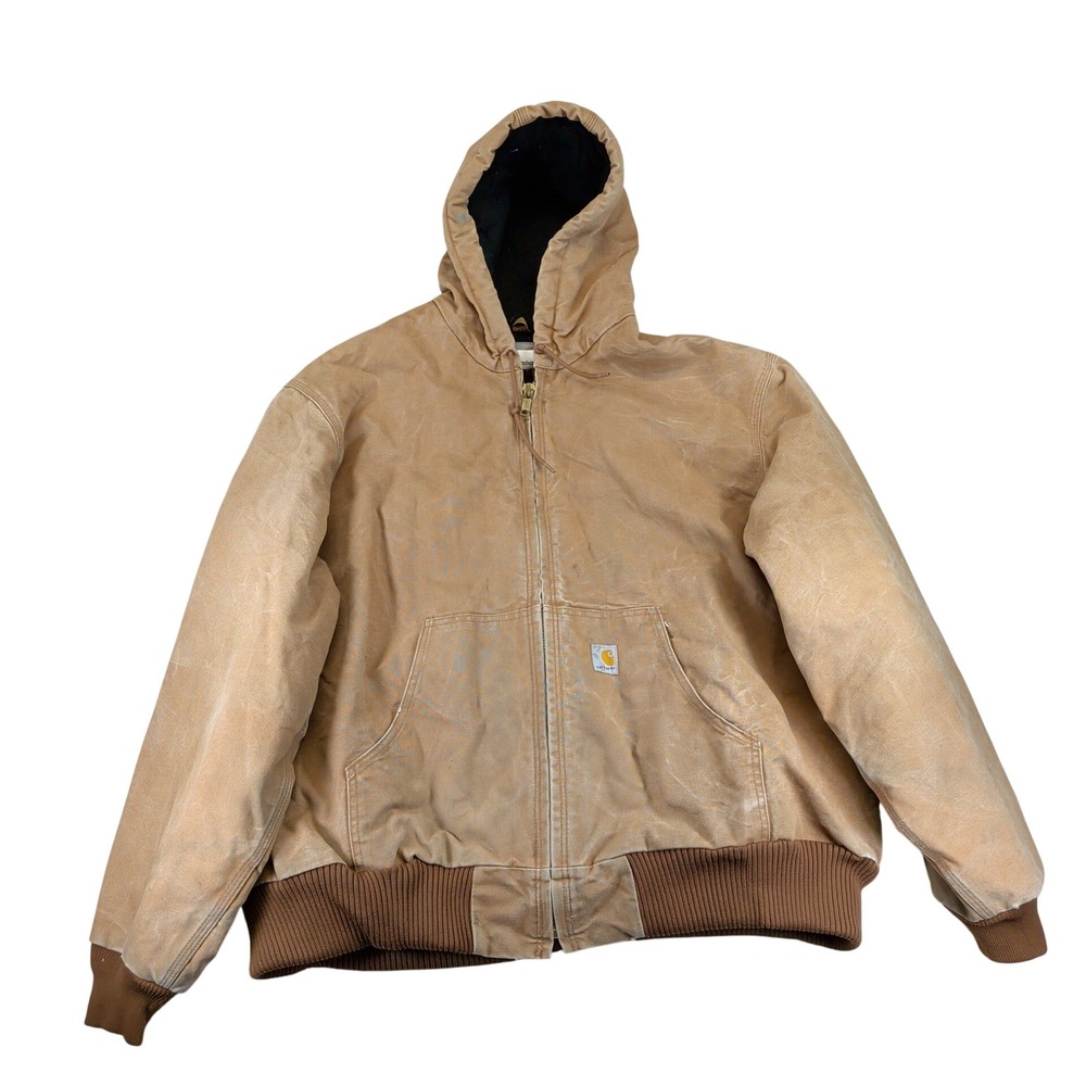 Carhartt Duck Active Jacket Mens XXL Brown Quilted Flannel Lined Union Made USA